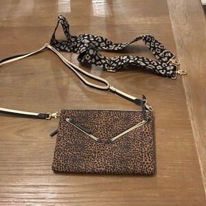 Stella & Dot Brown Leopard Crossbody Bag